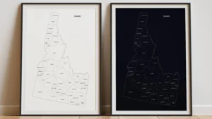 Idaho Counties Map Printable, Labeled County Map, Light & Dark Styles
