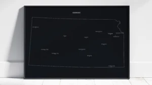 Kansas Cities Map Printable, Labeled City Map, Light & Dark Styles