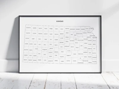 kansas-counties-map-printable-labeled-black-frame Kansas Counties Map Printable, Blank & Labeled