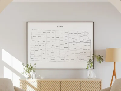 kansas-counties-map-printable-labeled-wall-frame Kansas Counties Map Printable, Blank & Labeled