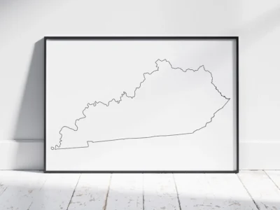 Kentucky Blank Outline Map Printable, State Outline, JPG PDF PNG