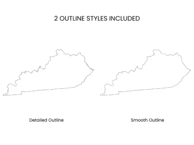 Kentucky Blank Outline Map Printable, State Outline, JPG PDF PNG