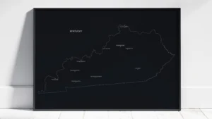 kentucky-cities-map-printable-dark-black-frame Kentucky Cities Map Printable, Labeled City Map, Light & Dark Styles