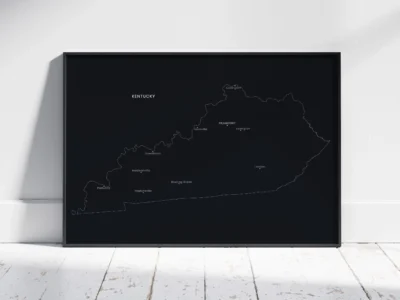 Kentucky Cities Map Printable, Labeled City Map, Light & Dark Styles