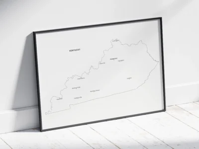 Kentucky Cities Map Printable, Labeled City Map, Light & Dark Styles