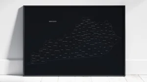 kentucky-counties-map-printable-dark-black-frame Kentucky Counties Map Printable, Labeled County Map, Light & Dark Styles