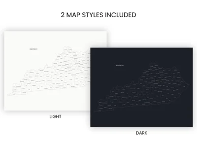 kentucky-counties-map-printable-light-dark-included-map-styles-info Kentucky Counties Map Printable, Labeled County Map, Light & Dark Styles