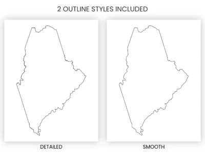 Maine Blank Outline Map Printable, State Outline, JPG PDF PNG
