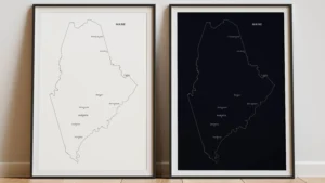 maine-cities-map-printable-light-dark-black-frames Maine Cities Map Printable, Labeled City Map, Light & Dark Styles