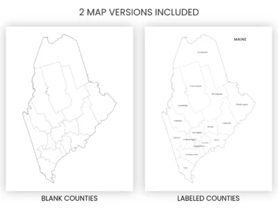 Maine Counties Map Printable, Blank & Labeled