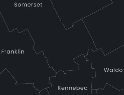 Maine Counties Map Printable, Labeled County Map, Light & Dark Styles