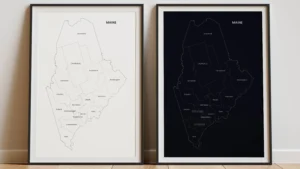 Maine Counties Map Printable, Labeled County Map, Light & Dark Styles