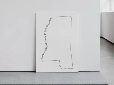 Mississippi Blank Outline Map Printable, State Outline, JPG PDF PNG