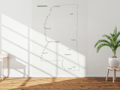 Mississippi Cities Map Printable, Labeled City Map, Light & Dark Styles