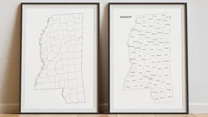 Mississippi Counties Map Printable, Blank & Labeled