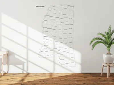 Mississippi Counties Map Printable, Blank & Labeled