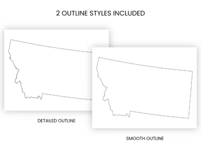 Montana Blank Outline Map Printable, State Outline, JPG PDF PNG