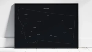 montana-cities-map-printable-dark-black-frame Montana Cities Map Printable, Labeled City Map, Light & Dark Styles