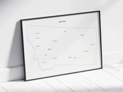 Montana Cities Map Printable, Labeled City Map, Light & Dark Styles