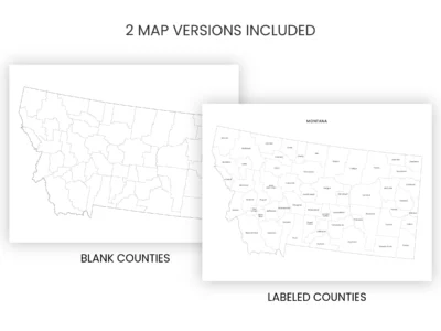 Montana Counties Map Printable, Blank & Labeled