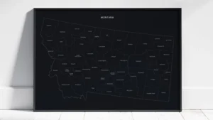 montana-counties-map-printable-dark-black-frame Montana Counties Map Printable, Labeled County Map, Light & Dark Styles