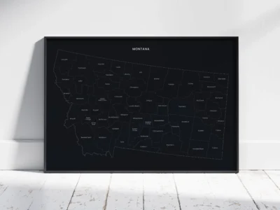 Montana Counties Map Printable, Labeled County Map, Light & Dark Styles