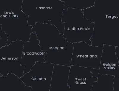 Montana Counties Map Printable, Labeled County Map, Light & Dark Styles