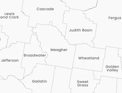 Montana Counties Map Printable, Labeled County Map, Light & Dark Styles