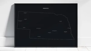 Nebraska Cities Map Printable, Labeled City Map, Light & Dark Styles