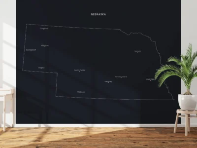Nebraska Cities Map Printable, Labeled City Map, Light & Dark Styles