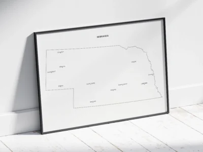 Nebraska Cities Map Printable, Labeled City Map, Light & Dark Styles