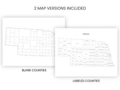 Nebraska Counties Map Printable, Blank & Labeled