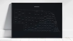 Nebraska Counties Map Printable, Labeled County Map, Light & Dark Styles