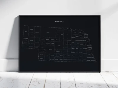 Nebraska Counties Map Printable, Labeled County Map, Light & Dark Styles