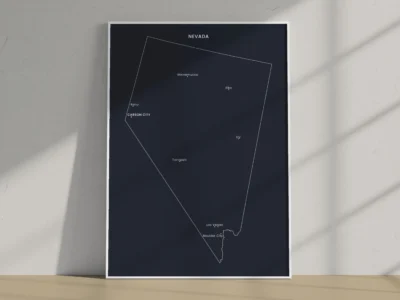 Nevada Cities Map Printable, Labeled City Map, Light & Dark Styles