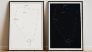 Nevada Cities Map Printable, Labeled City Map, Light & Dark Styles