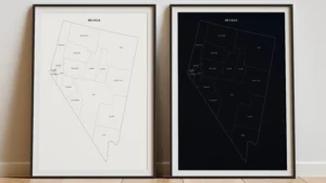 Nevada Counties Map Printable, Labeled County Map, Light & Dark Styles