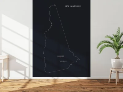 New Hampshire Cities Map Printable, Labeled City Map, Light & Dark Styles