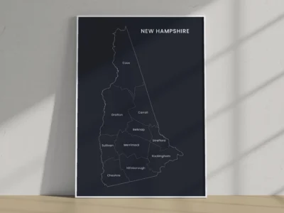 new-hampshire-counties-map-printable-dark-big-frame New Hampshire Counties Map Printable, Labeled County Map, Light & Dark Styles