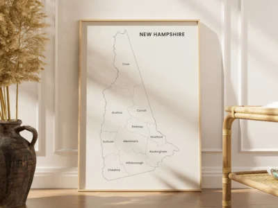 new-hampshire-counties-map-printable-light-big-frame New Hampshire Counties Map Printable, Labeled County Map, Light & Dark Styles