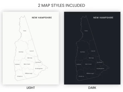 new-hampshire-counties-map-printable-light-dark-included-map-styles-info New Hampshire Counties Map Printable, Labeled County Map, Light & Dark Styles