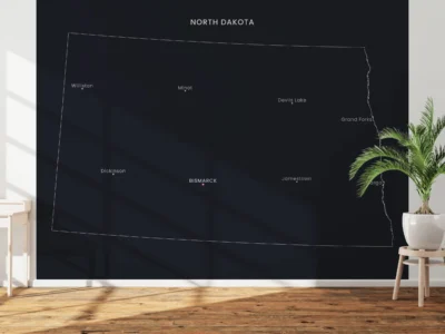 North Dakota Cities Map Printable, Labeled City Map, Light & Dark Styles