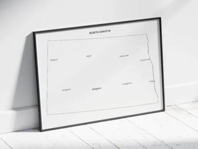 North Dakota Cities Map Printable, Labeled City Map, Light & Dark Styles