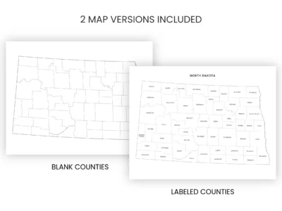 North Dakota Counties Map Printable, Blank & Labeled