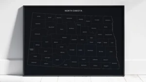 North Dakota Counties Map Printable, Labeled County Map, Light & Dark Styles