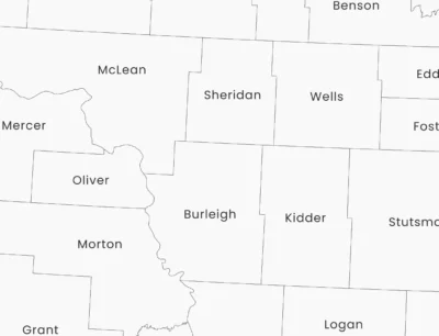 North Dakota Counties Map Printable, Labeled County Map, Light & Dark Styles