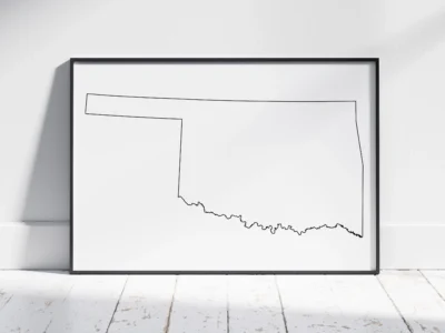 Oklahoma Blank Outline Map Printable, State Outline, JPG PDF PNG