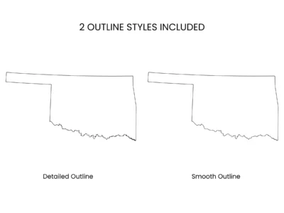 Oklahoma Blank Outline Map Printable, State Outline, JPG PDF PNG