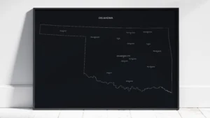 Oklahoma Cities Map Printable, Labeled City Map, Light & Dark Styles