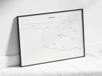 Oklahoma Cities Map Printable, Labeled City Map, Light & Dark Styles